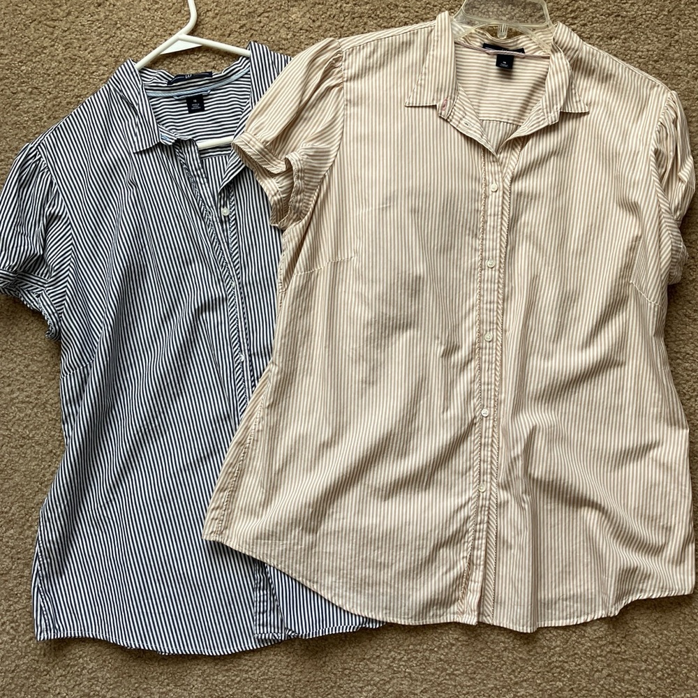 Pair of Gap Striped Button Down Blouses Size 16